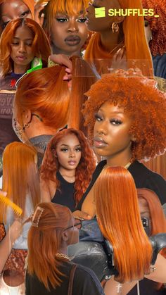 Ginger Orange Braids For Black Women, Rust Color Hair On Black Women, Ginger Hair Color For Black Women, Burnt Orange With Blonde Highlights, Blonde And Copper Locs, Orange And Ginger Hair, Short Orange Brown Hair, Brown Orange Blonde Hair, Orange Dye On Brown Hair