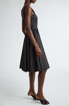 Part of D&G's Mambo collection inspired by styles of the '40s and '50s, this polka dot sundress in cotton poplin is rife with sultry pin-up vibes. Hidden back-zip closure Square neck Side-seam pockets Partially lined 100% cotton Dry clean Made in Italy Designer Clothing D&g Dress, Office Attire, Mambo, Wool Blazer, Polished Look, Nordstrom Dresses, Cotton Dress, Cotton Poplin, Cotton Dresses