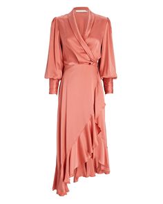 ZIMMERMANN Silk Midi Wrap Dress | INTERMIX® Hot Earrings, Midi Wrap Dress, Floral Print Midi Dress, Long Sleeve Print Dress, Poplin Dress, Chiffon Long Sleeve, Silk Maxi Dress, Wrap Dress Floral, Pink Silk