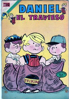 an old children's book cover with three little boys sitting on top of each other