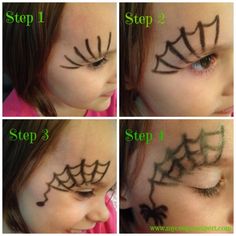 Kids Halloween Face, Spider Face Painting, Diy Spider, Spider Face, Face Painting Easy, Witch Makeup, Kids Face Paint