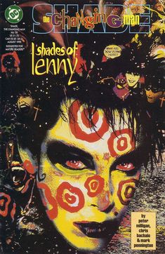 a magazine cover with an image of a woman's face painted in red and yellow