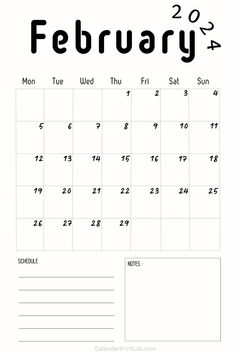 Monday Start February 2024 Calendar Printable Calander Printable