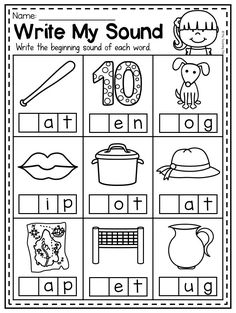 worksheet for beginning and ending sounds with pictures to help students learn the letter sound