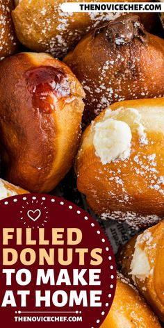 filled donuts to make at home with text overlay