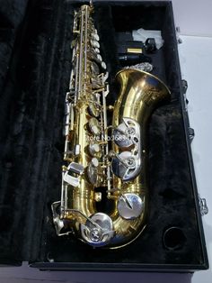 the saxophone is in its case and ready to be played