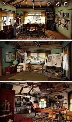 the inside of an old house with lots of furniture