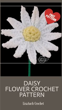 daisy flower crochet pattern with text overlay