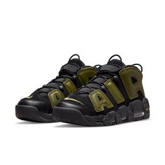 Nike Air More Uptempo '96 'Rough Green' DH8011-001 Nike Air More Uptempo 96, Uptempo 96, Nike Air More Uptempo, Nike Air More, Sneakers Street Style, Mens Nike Air, Nike Sb, Green Leather, Nike Sportswear