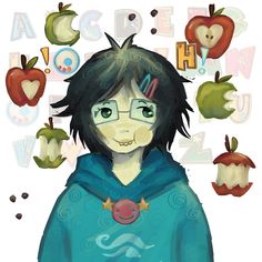 an image of a person with many apples around him