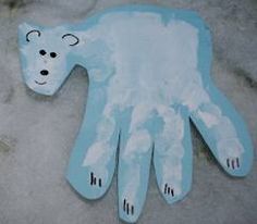 winter art for kids - Google Search Bear Handprint, Polar Bear, Paint, Blue, White