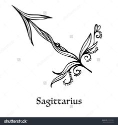 the zodiac sign sagitracus with floral ornament on it's side