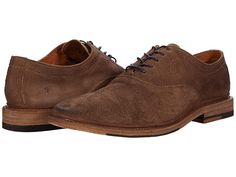 Frye Paul Bal Oxford - Men's Shoes : Dark Ash Oiled Suede 1 : The Paul Bal Oxford from Frye has a relaxed sophistication so it can be worn for work or casual days. Handcrafted upper made from pressed full grain Italian calf leather, vegetable tanned in Italy for an artisanal look with a natural sheen. Traditional lace-up design for a secure fit. Please note: As per the style images, this oxford comes with laces but can be worn laceless. Elastic gore allows you to wear it as a slip on without lac Fall Business Casual Oxfords With Leather Lining, Casual Leather-lined Oxfords For Fall, Casual Fall Oxfords With Leather Lining, Casual Goodyear Welted Oxfords For Work, Casual Goodyear Welted Oxfords For Fall, Casual Oxfords With Suede Lining For Work, Fall Oxfords With Leather Lining And Plain Toe, Casual Leather Oxfords For Work, Classic Leather Oxfords For Fall