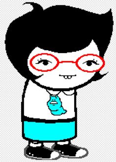 a cartoon character with glasses and a blue shirt