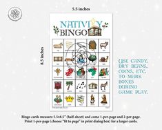 the nativity bingo game is shown with instructions