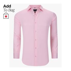 in stock Pink Long Sleeve Dress Shirt With Button Closure, Slim Fit Solid Dress Shirt With Button Closure, Spring Collared Shirt, Wrinkle-resistant, Spring Collared Shirt Wrinkle-resistant, Wrinkle-resistant Solid Long Sleeve Shirt, Spring Wrinkle-resistant Collared Shirt, Slim Fit Solid Color Dress Shirt With Buttons, Solid Slim Fit Shirt With Button Cuffs, Slim Fit Solid Shirt With Button Cuffs