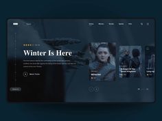 the game of thrones website is displayed on a tablet screen with an image of winter is here