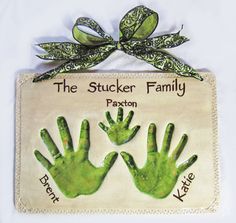 two handprints with the words the sticker family and paxton written on them