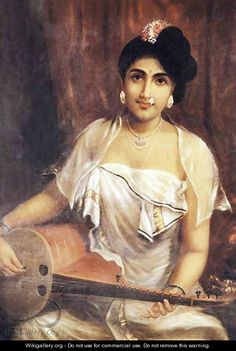 a painting of a woman in white dress holding a guitar and posing for the camera