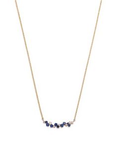 Bloomingdale's Fine Collection Blue Sapphire & Diamond Curved Bar Necklace in 14K Yellow Gold, 18 Curved Bar, Blue Sapphire Diamond, Sapphire Diamond, Bar Necklace, Blue Gold, Blue Sapphire, Sapphire, Yellow Gold, Bar