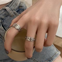 Material: Silver Plating Color: TJZ672 Size: Adjustable Opening Style: Affordable luxury style Vintage Silver Alloy Rings, Casual Silver Ring, Luxury Style, Watch Necklace, Affordable Luxury, Ring Bracelet, Earring Necklace, Hip Hop, Plating