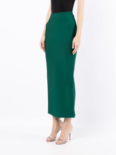 Shop Herve L. Leroux high-waisted fitted maxi skirt with Express Delivery - FARFETCH Chic Full-length Green Skirt, Green Maxi Skirt For Work, Green Lined Maxi Skirt For Work, Chic Green Maxi Length Bottoms, Elegant Green Maxi Skirt For Evening, High Waist Green Bottoms For Evening, Elegant Green Evening Maxi Skirt, Green Midi Length Lined Skirt, Green Lined Midi Skirt