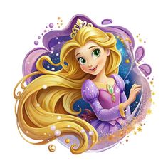 a cartoon character with long blonde hair wearing a tiara