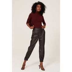 Merlot faux leather (100% Polyester). Jogger. Pull on. 27" Inseam. Imported. Fitted Leather Pants With Faux Front Pockets, Sleek Brown Leather Pants For Night Out, Sleek Brown Faux Leather Pants, Trendy Leather Pants With Faux Front Pockets, Leather Pants With Faux Front Pockets For Night Out, Brown Leather Pants For Night Out, Fall Leather Pants With Faux Front Pockets, Sleek Brown Faux Leather Bottoms, Casual Leather Cargo Pants For Fall