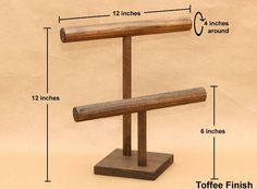 a wooden bench with measurements for the top and bottom ends on it's sides