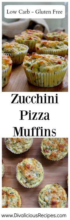 zucchini pizza muffins with text overlay