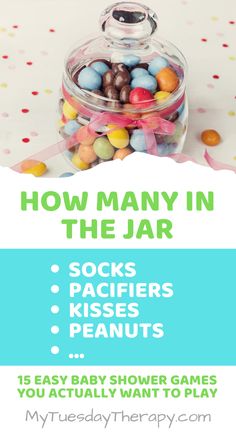 a jar filled with lots of candy and the words how many in the jar?