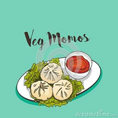 vietnamese food on a plate with the word'vey momos'above it