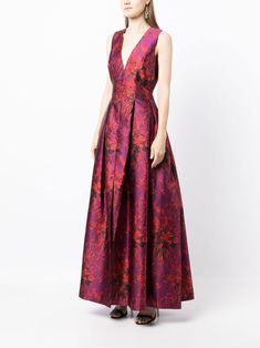 Sachin & Babi Brooke floral-print Evening Dress - Farfetch Sachin Babi, Floral Print Fabric, Dress Purple, Flared Skirt, Purple Dress, Print Fabric, Flare Skirt, Evening Dress, Evening Dresses