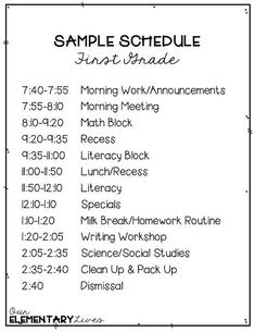 the sample schedule for an elementary school's first grade 5 - 6 class is shown in black and white