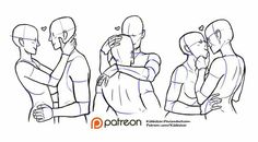 some people are hugging each other and one is in the process of drawing their faces