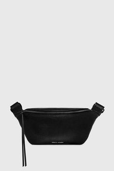 Take convenience to the next level. Crafted from luxe genuine leather, the Bree Belt Bag keeps up with your on-the-go lifestyle and features a roomy pouch you can access from the top zip.   Style #:CS24MBEXBB Genuine leather Black Shellac Hardware with Gunmetal Zipper 12" W X 5.5" H X 3.75" D 13.5" - 26" Adjustable str Black Shellac, Leather Outerwear, Womens Designer Handbags, Webbing Strap, Shoe Size Conversion, You Bag, Belt Bag, Rebecca Minkoff, Next Level