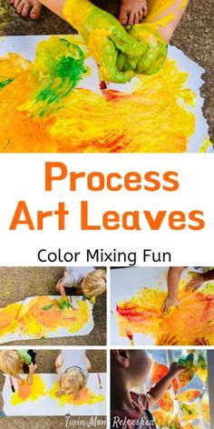 process art leaves for kids to make with colored paper and watercolors on the ground