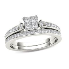 a princess cut diamond engagement ring set