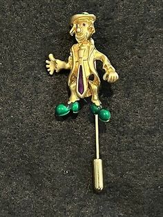 Vintage Gold Tone Enamel Clown w/ Dangling Feet Brooch Pin | eBay Antique Collectible Brooch Lapel Pin, Collectible Antique Brooch Lapel Pin, Antique Collectible Lapel Pin Brooch, Base Metal, Metal Jewelry, Vintage Gold, Antique Jewelry, Brooch Pin, Vintage Antiques