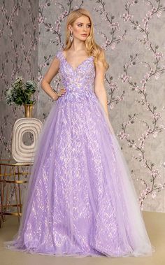 GLS by Gloria GL3398 Lilac Sleeve Straps, A Line Long Dress, Sheer Corset, Designer Formal Dresses, Exquisite Gowns, Plus Size Formal Dresses, Dress Stand, Corset Bodice, Tulle Gown