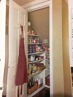 an open pantry door with food items in it