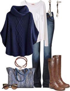 Poncho: como usar uma peça que é puro estilo · Anatomia de uma leitora Outfits 2016, Mode Casual, Fall Fashion Trends, Outfit Casual, Comfy Casual, Fall Winter Outfits, Look Fashion, Stitch Fix, Autumn Winter Fashion