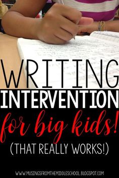 Writing interventions for middle schools students that really work!! (Blog post) Writing Interventions, Middle School Literacy, 5th Grade Writing, Homeschool Writing, 4th Grade Writing, Dysgraphia, Writing Instruction, Middle School Reading