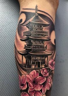 Pagoda Tattoo, Tato Mandala, Samurai Tattoo Sleeve, Pagoda Temple, Buddha Tattoos