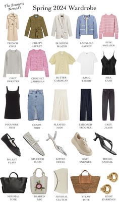 Get all the pieces you'll need for Spring 2024. Shop a curated selection of 25 pieces that will take you from day to night — with classics you can wear year after year and seasonal trends. #capsulewardrobe #spring2024 #springfashion Street Style Handbags, Autumn Capsule Wardrobe, 2024 Lookbook, Capsule Wardrobe Checklist, Capsule Wardrobe Essentials, Ladylike Style, Spring Work Outfits, Spring Clothing, Summer Capsule