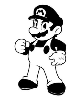 a black and white image of an old nintendo character with a pug in the background