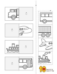 the cut out diagram shows how to make an airplane and truck with pictures on it