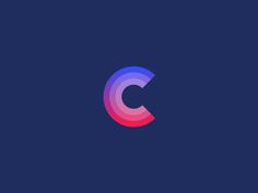 the letter c is made up of different colors and shapes on a dark blue background