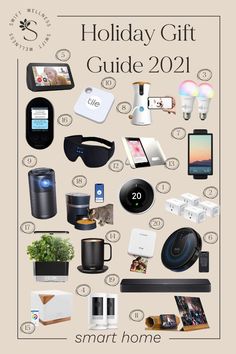 the holiday gift guide for smart phones and laptops is shown in this graphic style