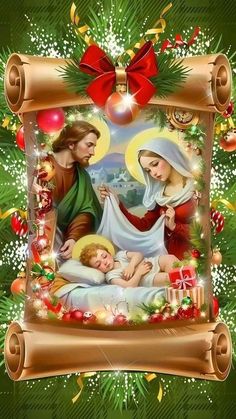 the birth of jesus is depicted in this christmas card